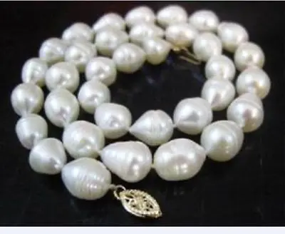 

AA+ REAL 18"8-9mm AA+ AKOYA WHITE baroque PEARL NECKLACE AA