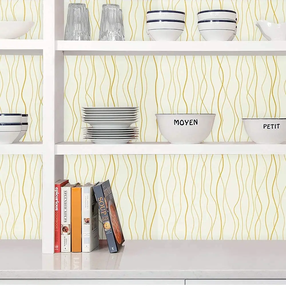 Contact Paper Gold Line White Waves Stripe Wallpaper Peel And Stick  Removable Wall Paper Self Adhesive Modern Vinyl Shelf Liner - Wallpapers -  AliExpress