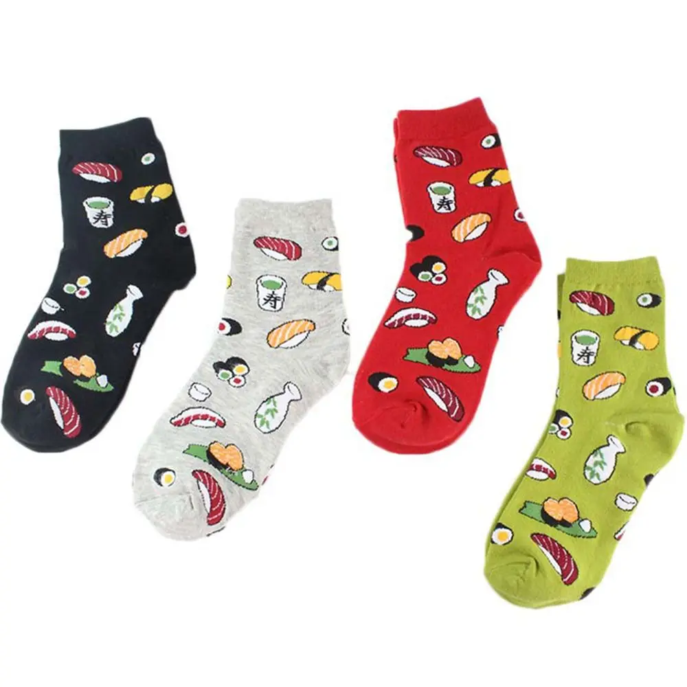 

1 Pair Autumn Winter Women Creative Harajuku Sushi Cartoon Design Socks Art Japanese Crew Socks Breathable Socks Couple sock