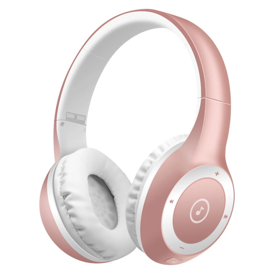 Розовый Bluetooth-наушники с картой памяти, гарнитура для спорта, Mp3 плеер, складная гарнитура, беспроводная Bluetooth 4,0, наушник - Цвет: Розовый