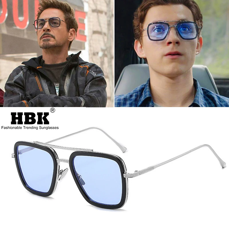 HBK, роскошные Мстители, Тони Старк, солнцезащитные очки для мужчин, Человек-паук, Эдит, очки в летном стиле, Железный человек, квадратные, фирменный дизайн, Oculos De Sol