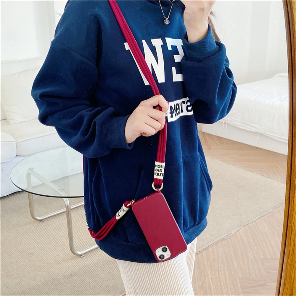 Cordino sportivo alla moda con custodia per telefono per iPhone 16 14 13 15 Pro Max 12 11 XS Mini 7 Corda morbida antiurto Custodia adatta per viaggiare_voghion.com