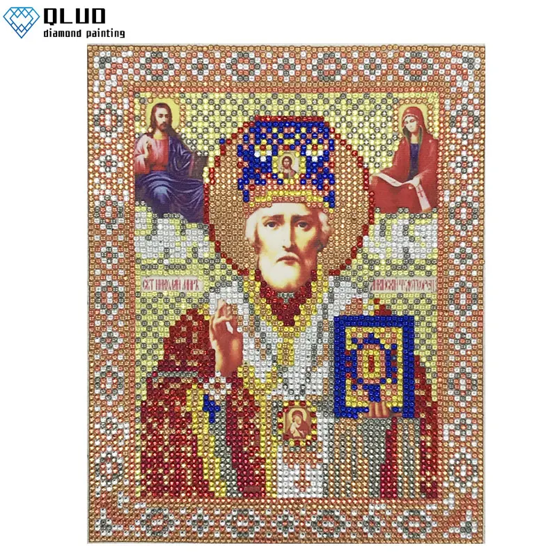 

5d Diy Diamond Mosaic Rhinestone Religious Figures Crystal Diamond Embroidery Pope Nicholas Art Needlework Diamond Painting