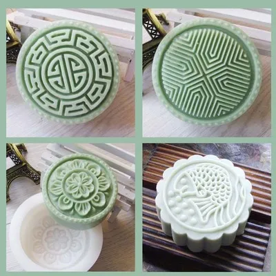 PRZY Round Carving Soap Mold Silicone 4 Styles Molds Handmade Moon Cake Clay Resin Moulds Eco-friendly | Дом и сад