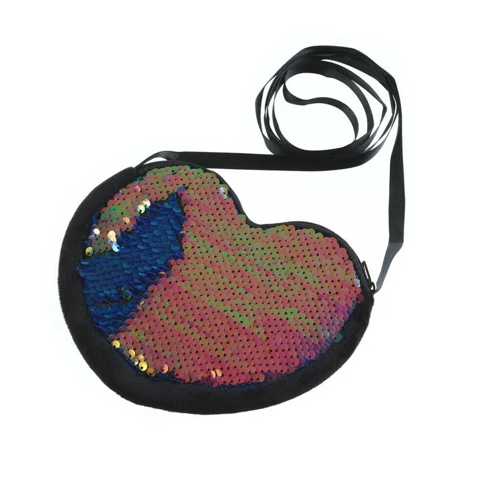 Модная детская сумка-клатч с блестками и сердечками для маленьких девочек - Color: Black