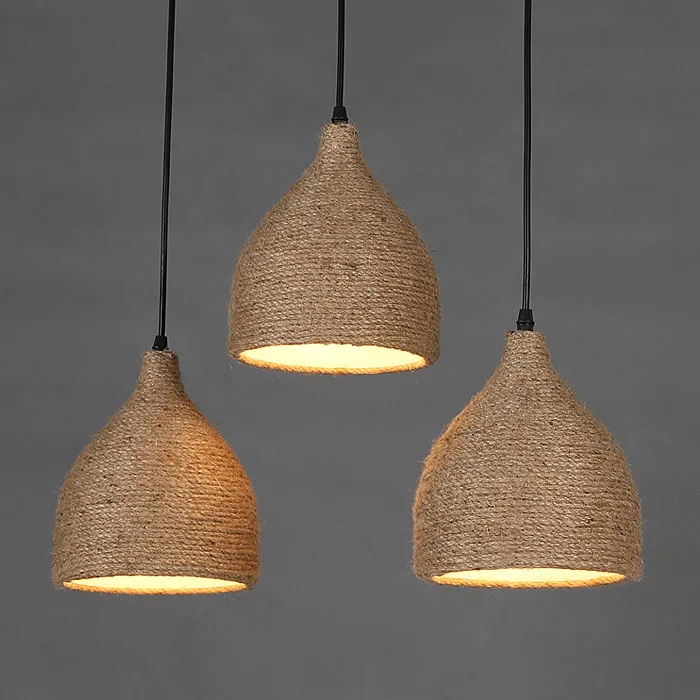 

Creative Hemp Rope Ceiling Lamp Living Room Restaurant Bar Counter Bar Coffee Shop Hallway Balcony Table Retro Hemp Rope Chandel