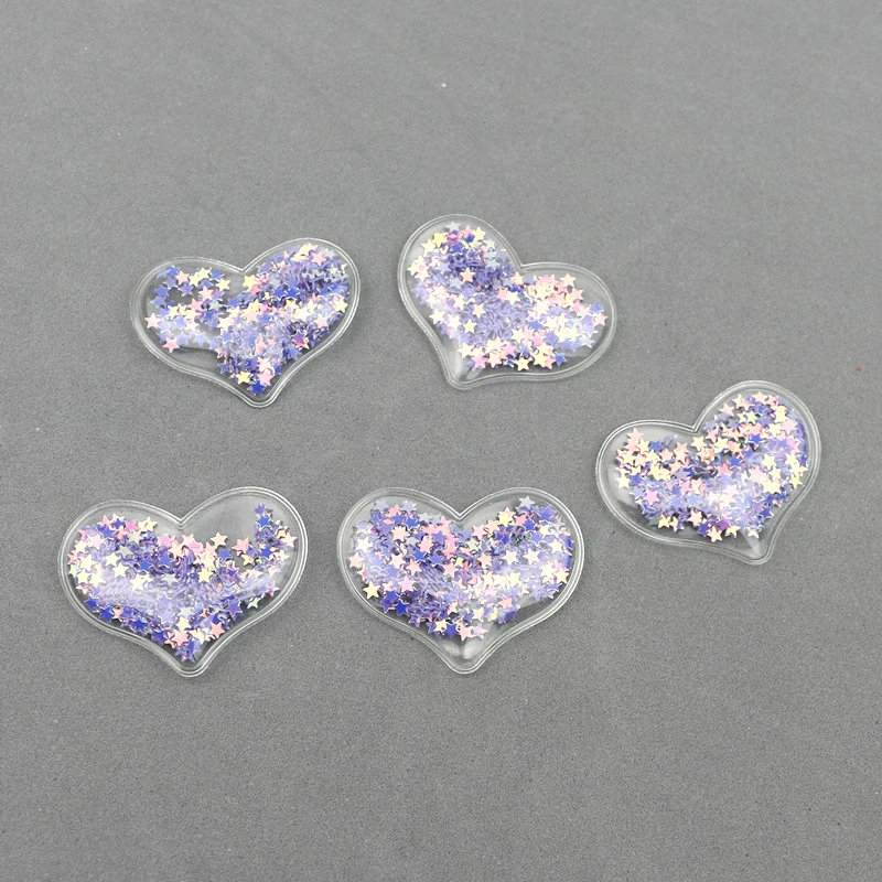 Purple Heart 20 шт прозрачные струящиеся зыбучие пески звезды с блестками/аппликации в виде сердца DIY принадлежности для рукоделия детские заколки для волос Аксессуары материал орнамент - Цвет: Purple Heart