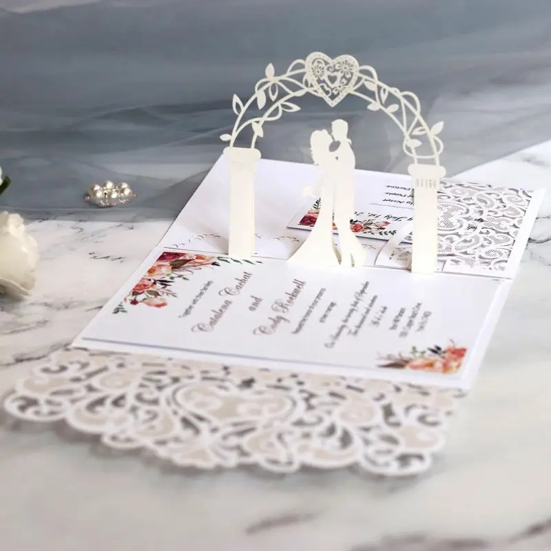  10pcs Laser Cut Hollow Heart Shape Wedding Invitations Card Party Supplies 831F - 4.00028E+12
