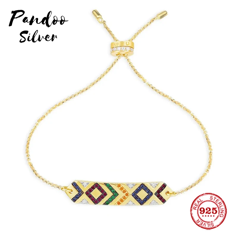 Модная подвеска Стерлинговое Серебро копия 1:1 копия, желтый, многоцветный Регулируемый браслет с прямыми пластина Для женщин Монако, ювелирные изделия, подарок