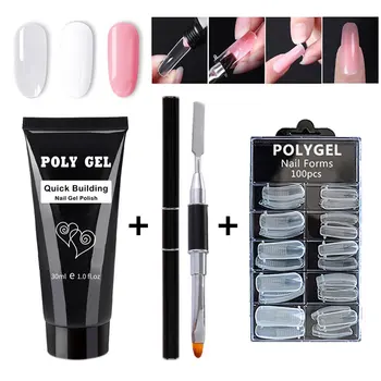 

Beateal Poly Gel Kits Nail Art French Nail Art Clear Camouflage Color Nail Tip Form Crystal UV Gel Poly gel Slice Brush Nail Gel