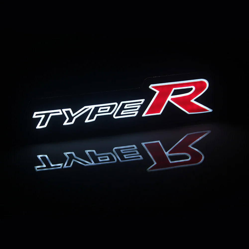 3D LED TYPE R TypeR Logo Emblem Light Car Front Grille Badge Lamp for