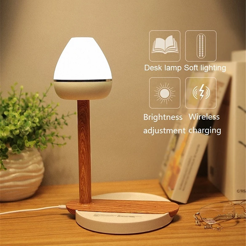  2 In 1 Table Desktop Desk Lamp LED Light Fast Wireless Charging Pad Qi Wireless Charger for Phone 8
