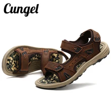 Летние уличные пляжные сандалии; Мужская Повседневная пляжная обувь на плоской подошве; дышащая Спортивная обувь; сандалии; нескользящая мужская обувь на плоской подошве