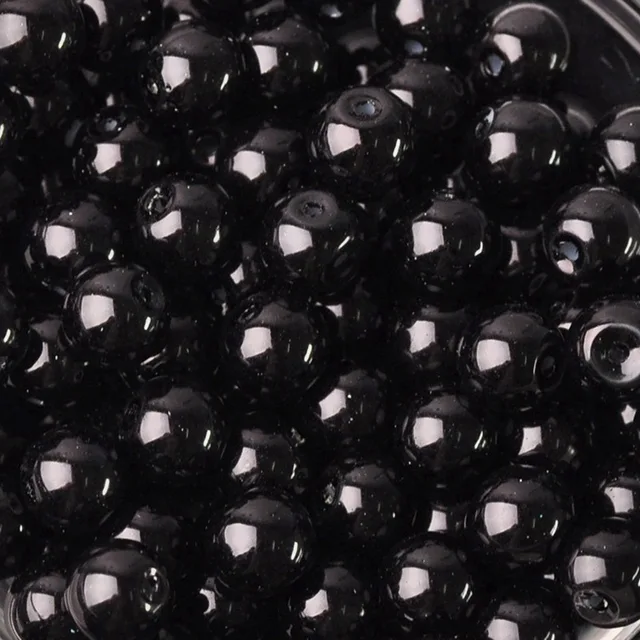 Lot Colors Round Pearl Coated Glass 4mm 6mm 8mm 10mm 12mm 14mm 16mm Loose Spacer Beads for Jewelry Making DIY Crafts Black