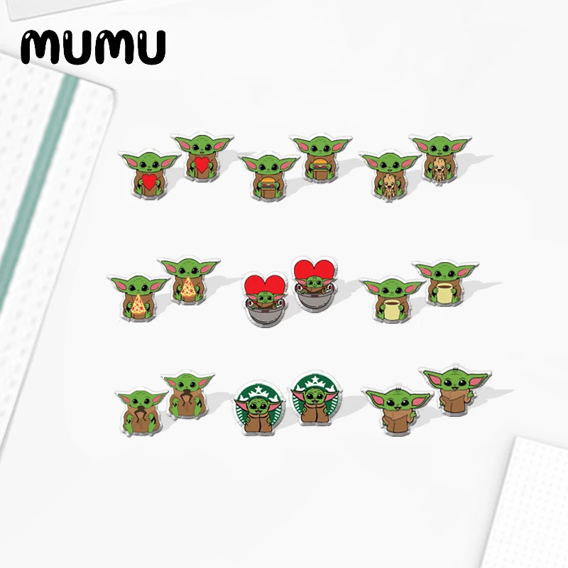 2021 New Yoda Stud Earring Cute Space Baby Epoxy Jewelry Resin Acrylic Earrings Handmade Gifts Girl | Украшения и аксессуары