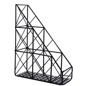 

Simple Iron File Storage Rack Office Supplies Display Rack Desktop Grid Book azine Storage Box Shelf Block Anti-Skid Frame