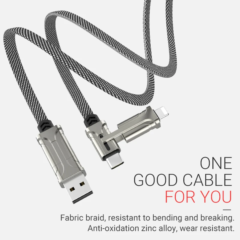 hoco зарядный дата кабель для lightning type-c usb 4в1 цинковые коннекторы 60W провод для айфона айпад самсунг сяоми ксяоми хуавей шнур зарядный зарядка шнурок адаптер переходник тип с юсби юсб тайп си зарядник айфон