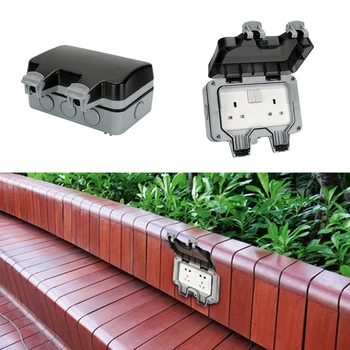 

Electrical Wall Socket Waterproof Outdoor 13Amp Storm Switched 2 Gang UK IP66 Outside Use Masterplug Double Outlets