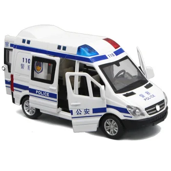 

1:32 Hospital Rescue Ambulance Police Diecast Metal Car Model with Pull Back Sound Light for Children Toys Gifts,B
