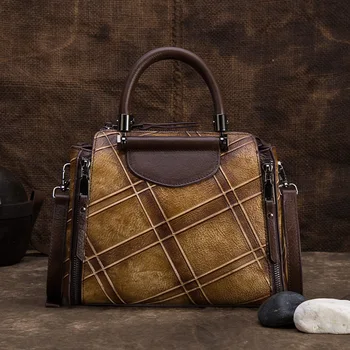 

2020 Latest Genuine Leather lady's bags Retro Embossed Women Handbags Crossbody Bags Capacity Cowhide Fashion Floral totes WX135