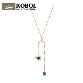 

RLLEN Original SWA Pendant Necklace 1:1 Woman Jewelry DUO Devil's Eye Fashion Temperament Y-Necklace Clavicle Chain