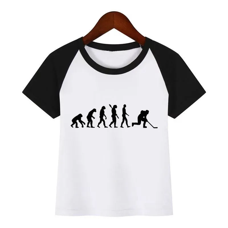 Футболка для мальчиков и девочек с принтом в виде аниме «Эволюция хоккейный игрок» забавная Одежда для маленьких детей летняя футболка «Chirden»