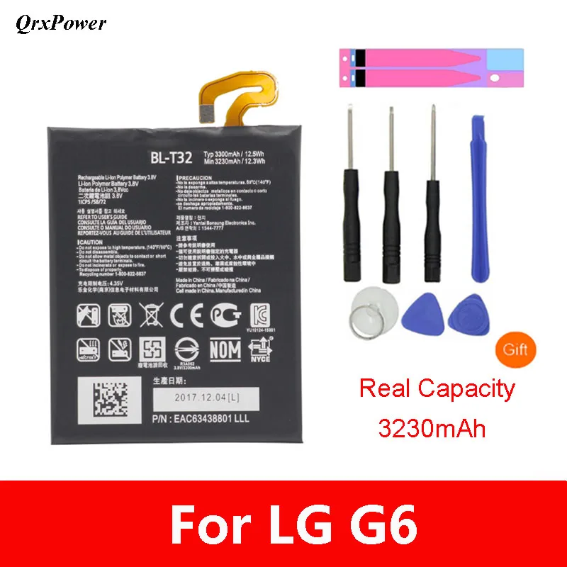 

QrxPower Original BL-T32 Replacement Battery for LG G6 G600L G600S G600K G600V H870 H871 H872 H873 LS993 US997 VS988 3000mAh