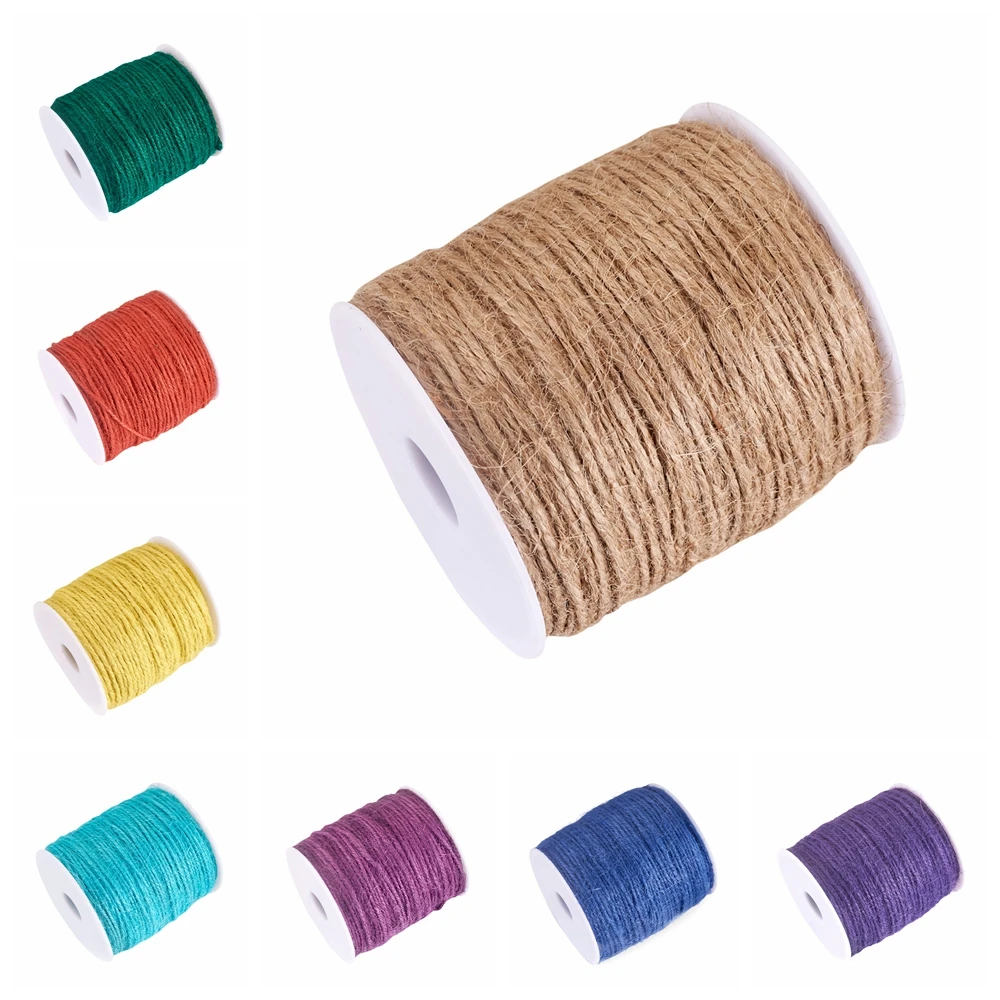 100m/roll 2mm Jute Rope Cord String Twine Burlap Ribbon Hemp Rope for