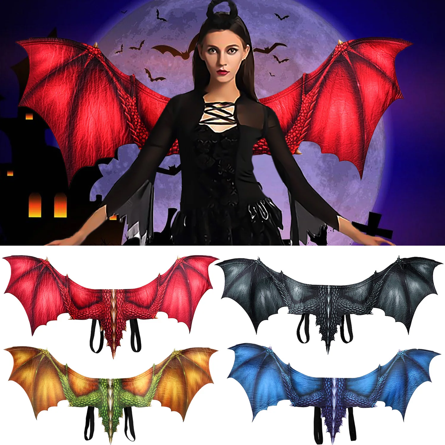 

Behogar Realistic Simulation Dragon Wings for Adults Men Women Boys Girls Halloween Masquerade Role Play Party Costume Supplies
