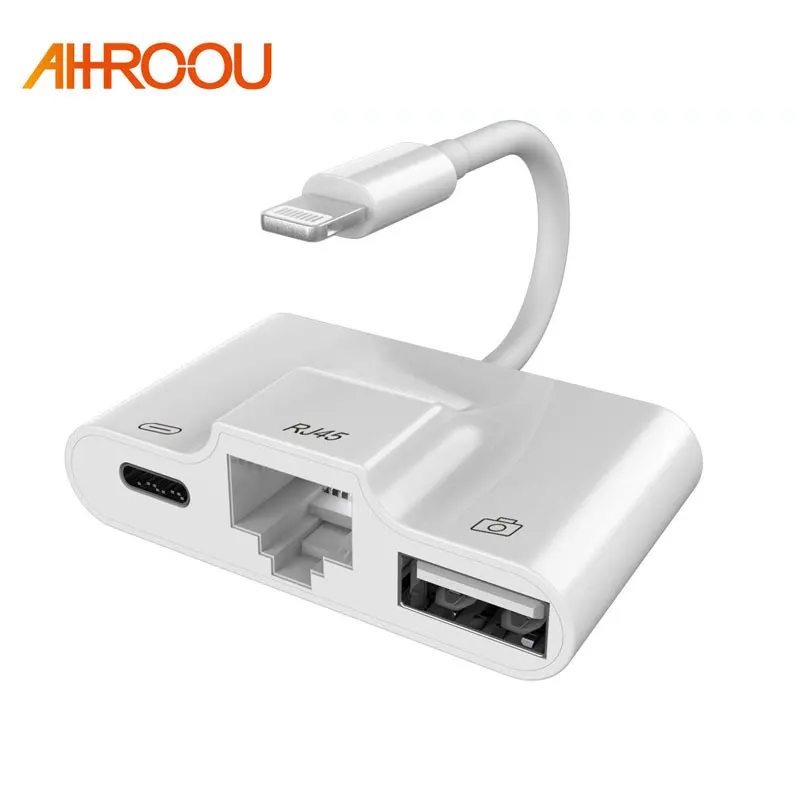 

Adapter for Lightning to RJ45 Ethernet LAN Wired Network for iPhone/iPad all series with charging and USB 3 camera reader port