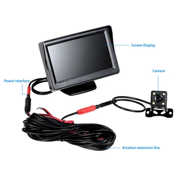 

Car Monitor 4.3'' TFT LCD Vehicle Backup Camera Parking System Rear View Security Monitor & Waterproof Night Vision