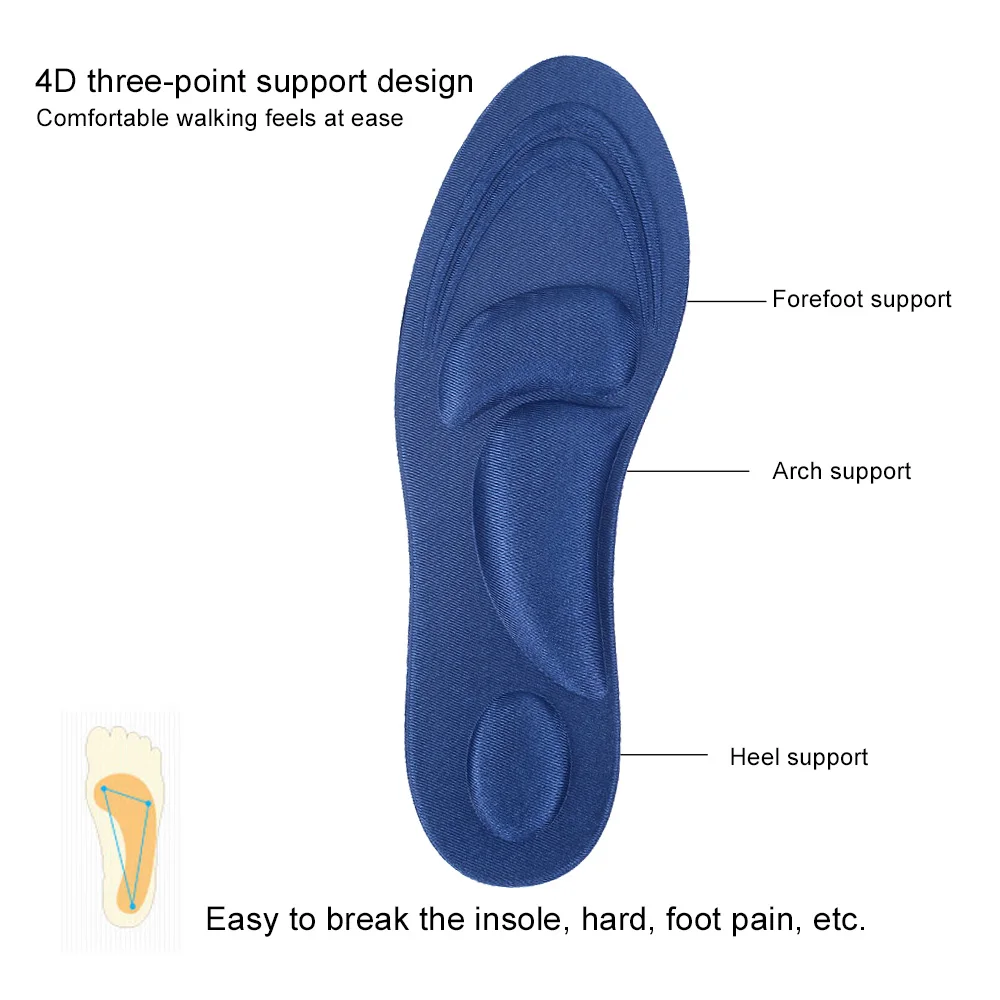 Comfortable Silica Gel Soft Motion 4D 2pcs Remove The Foot Healthy Healthcare Sponge Insole Orthotic Insole Sports Insole