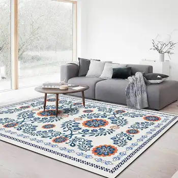 

Modern fresh branch flowers orange blue pink ethnic style living room bedroom bedside carpet floor mats