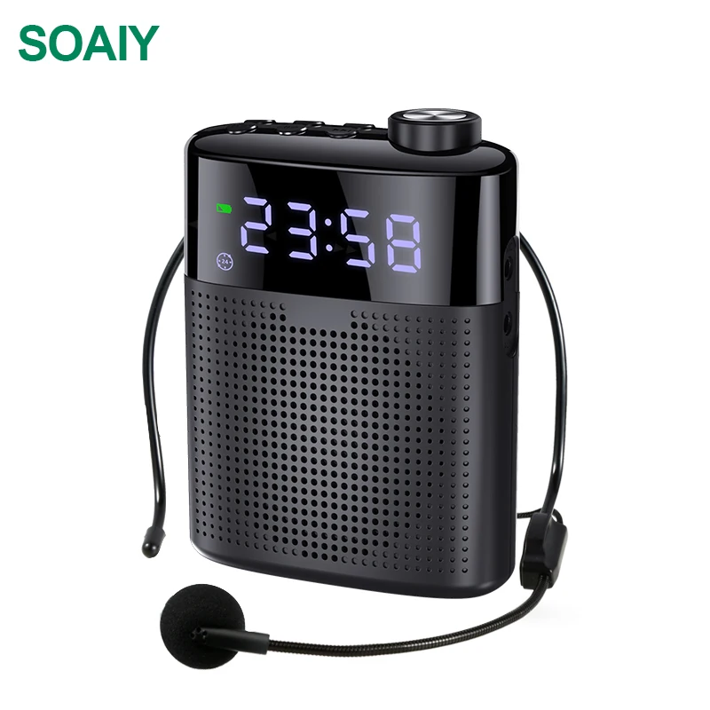 

SOAIY S528 Portable Voice Amplifier Mini Bluetooth Megaphone Wireless/Wired LED Clock Teacher Tour Guide Microphone Loudspeaker