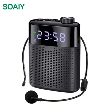 

SOAIY S528 Portable Voice Amplifier Mini Bluetooth Megaphone Wireless/Wired LED Clock Teacher Tour Guide Microphone Loudspeaker