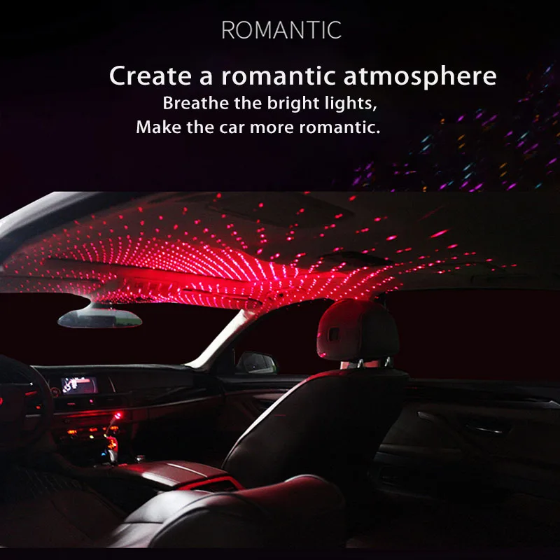  AOZBZ Universal Night Lights Mini LED Car Roof Decoration Projection Starlight USB Car Interior Cei - 4000152323613