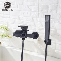 MYQualife Matte Black Bathroom Faucet 2 Function Bathtub Facuet  Wall Mounting Cold and Hot Shower Faucet 1