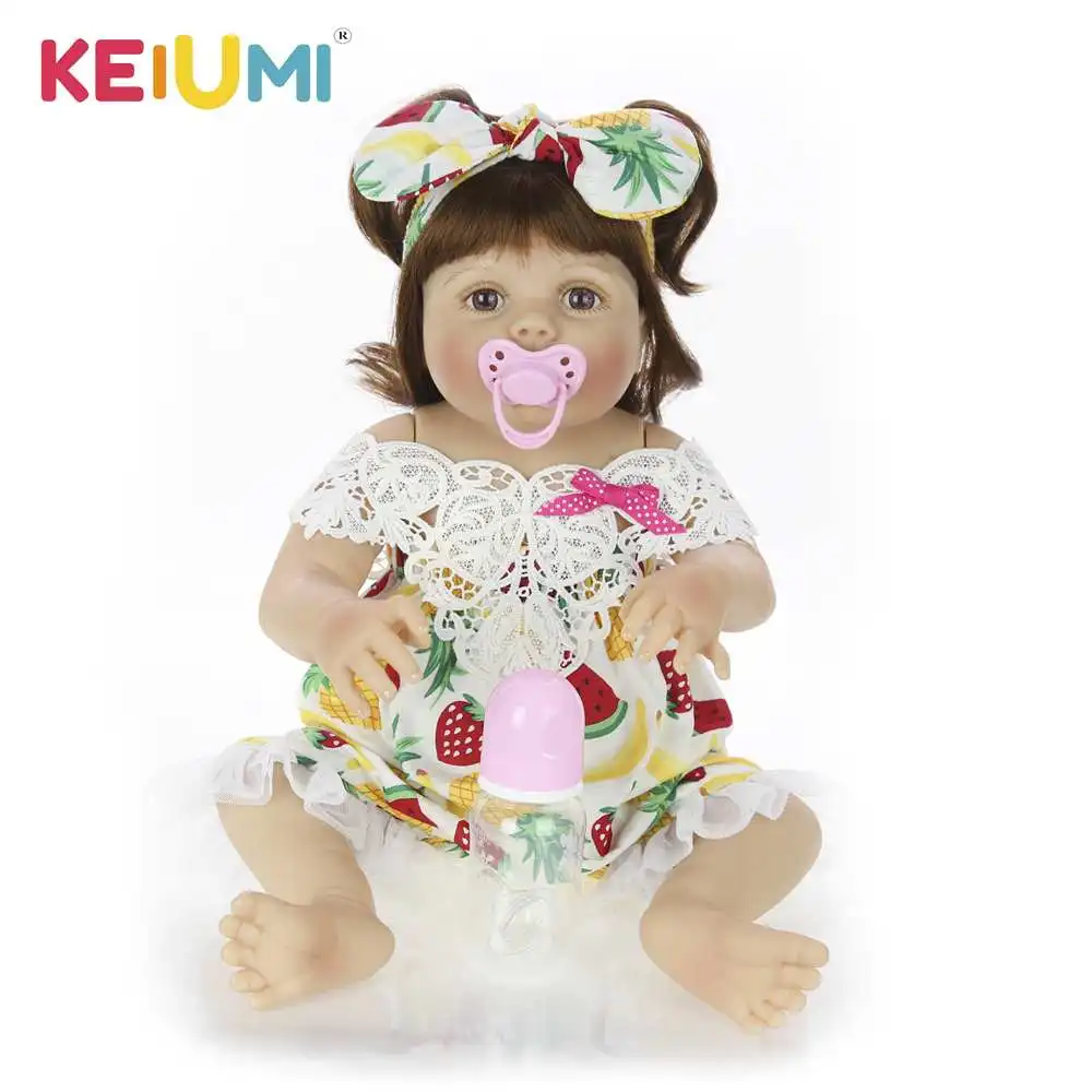 

Newest Reborn Baby Dolls 23 Inch Full Silicone Vinyl Body Lifelike Newborn Girl Doll For Children's Day Gifts Kids Present