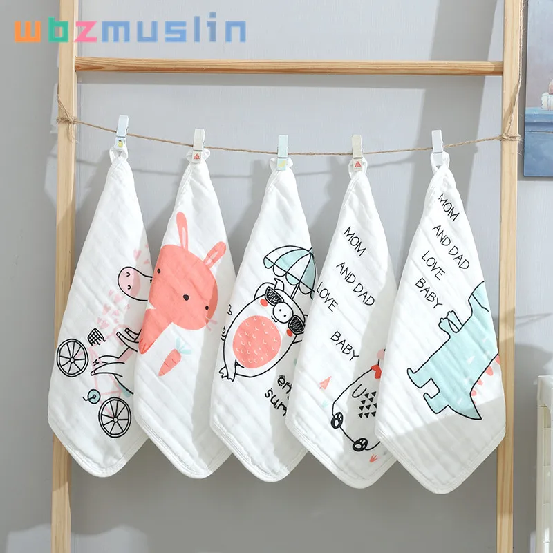 

5 Pieces/Pack 6 Layers Saliva Towel Baby Gauze Face Towel Pure Cotton Super Soft Newborn Infant Washcloth Cotton Towel Set KF239