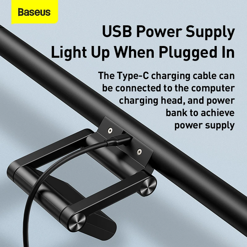 Baseus Stepless Dimming Eye-Care LED Desk Lamp For Computer PC Monitor Screen Hanging Light Pro LED Reading USB Powered Lamp