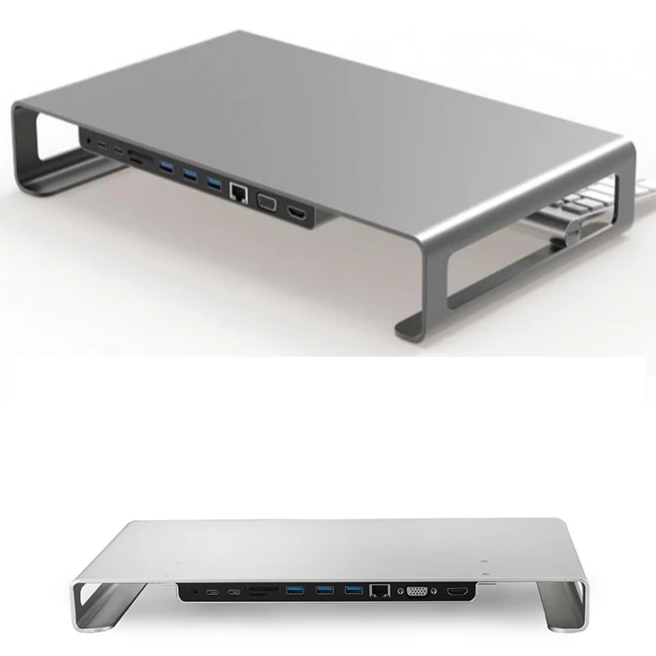  Multi-function 11 in 1 USB C Docking station computer desktop monitor stand for iMac MacBook Laptop