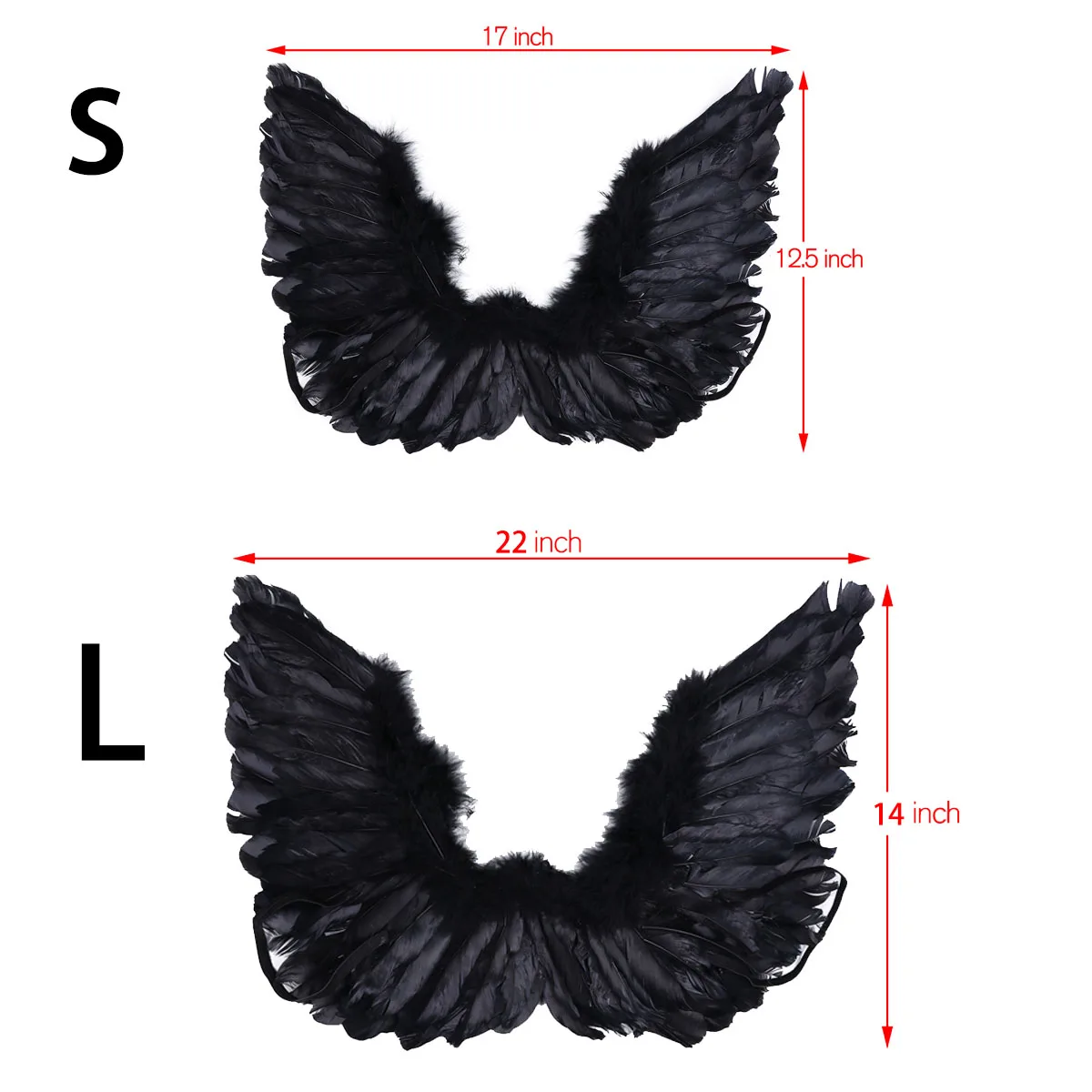 Cosplay Costume Adult Kids Black Angel Fairy Feather Wings Dance Party Stage Show Masquerade Carnival Halloween