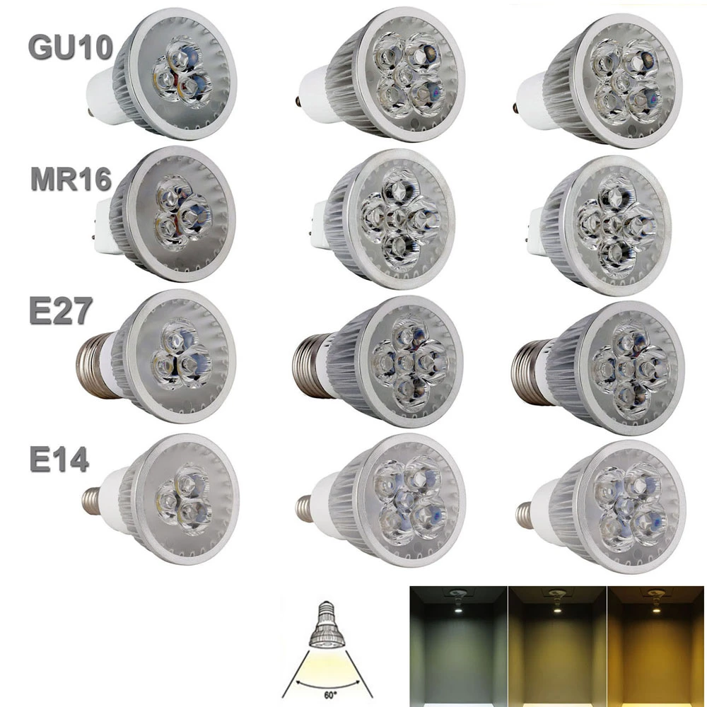 Gu10 Led Spotlight 9w 12w 15w Ac 85235v Mr16 E27 E14 Led Bulbs
