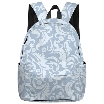 

Leaves Flowers Plants Gray Backpack For Teenage Travel Bags School Bags Backpack Interior Key Chain Holder