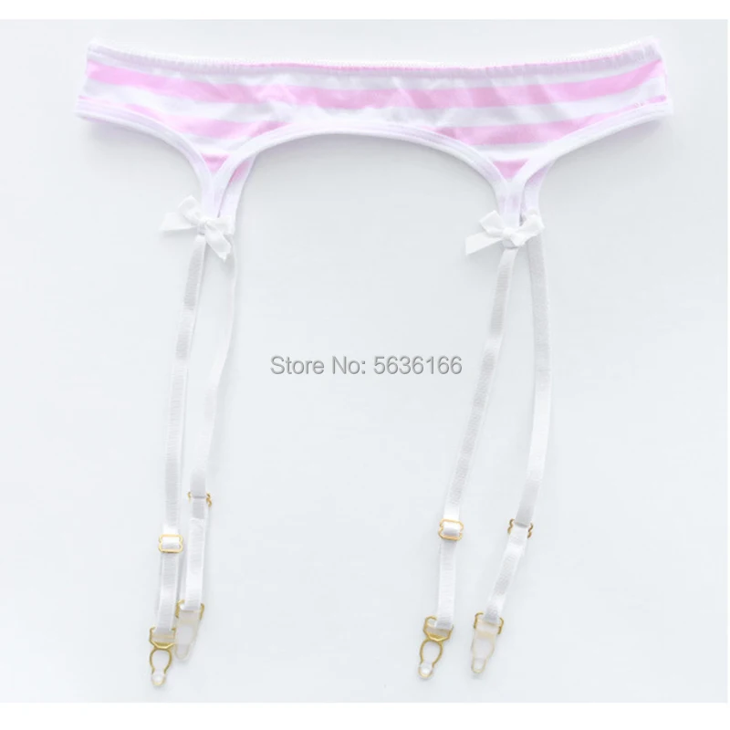 Lingerie sexy giapponese Lolita Kawaii Blu Rosa Bianco a strisce Mini bikini Cosplay per adulti Costumi erotici Reggiseno da donna_voghion.com