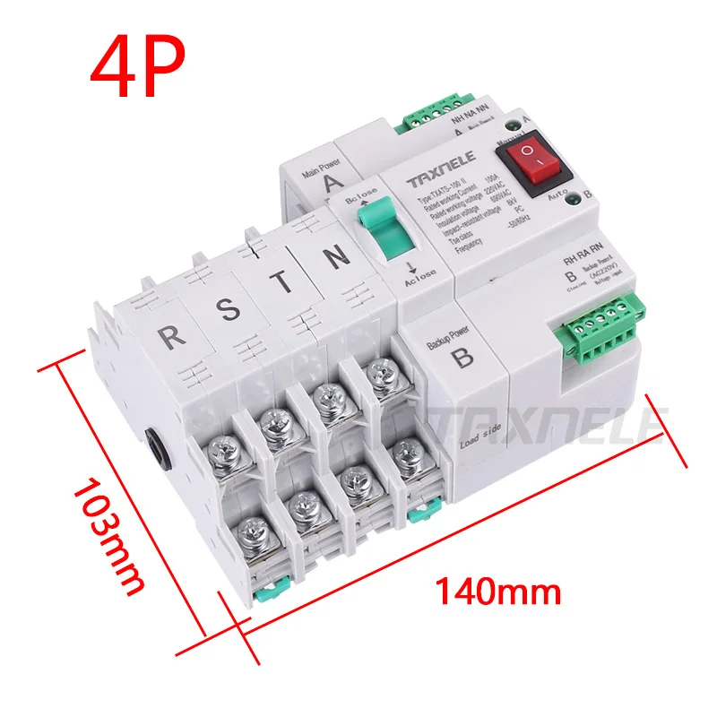 Nimomo Dual Power Automatische Overdrachtschakelaar, 100 A, 220 V, 4 P ATS, noodstroomschakelaar, netomschakelaar