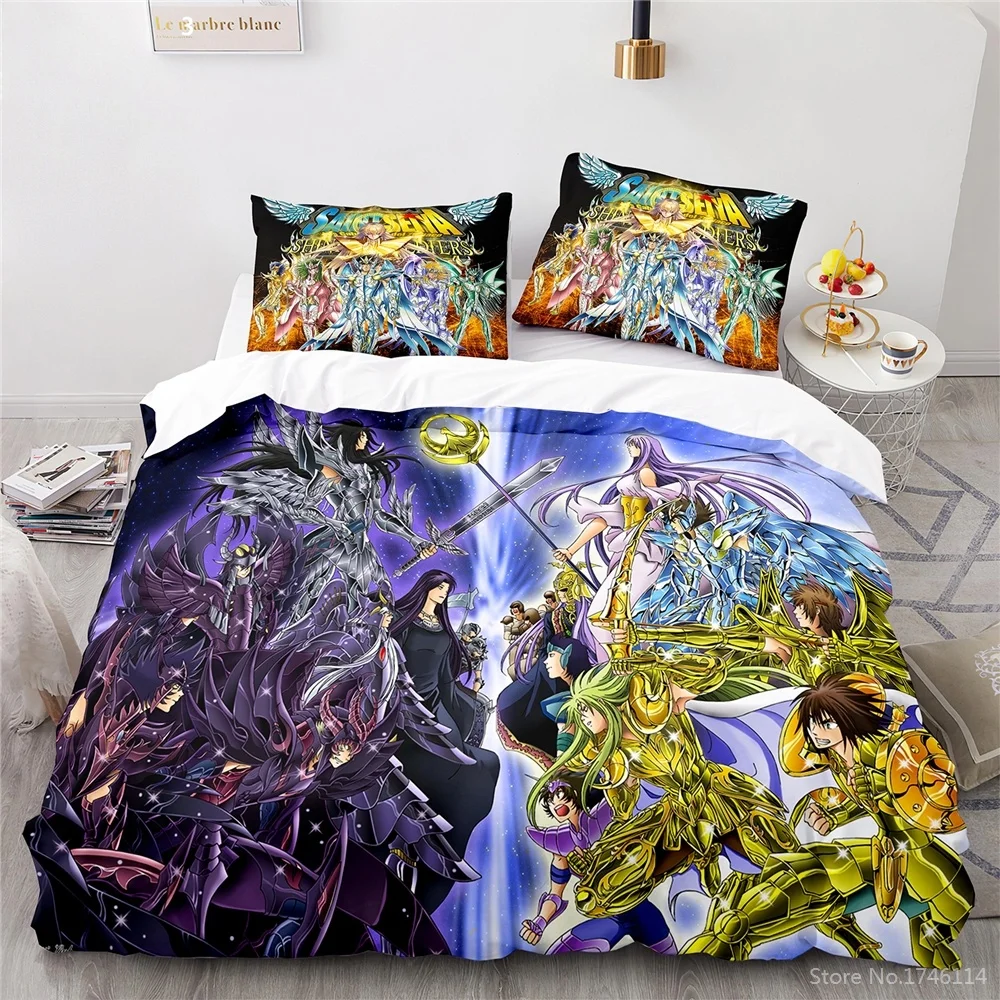 Anime Saint Seiya 3D Print Bedding Set Queen King Size Duvet Cover Set Soft Quilt Cover Pillowcase set Home Textile Bedclothes