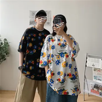 

Men's casual T-shirt 2020 spring and summer new handsome cotton print loose couple T-shirt youth fashion men's clothing