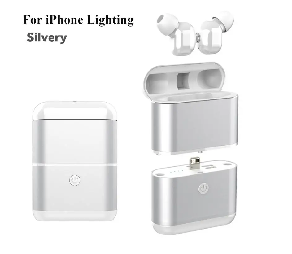 For iPhone Silver TWS Bluetooth наушники 5,0 мини беспроводные наушники спортивные наушники гарнитура с аварийной зарядкой для iPhone samsung huawei - Цвет: For iPhone Silver