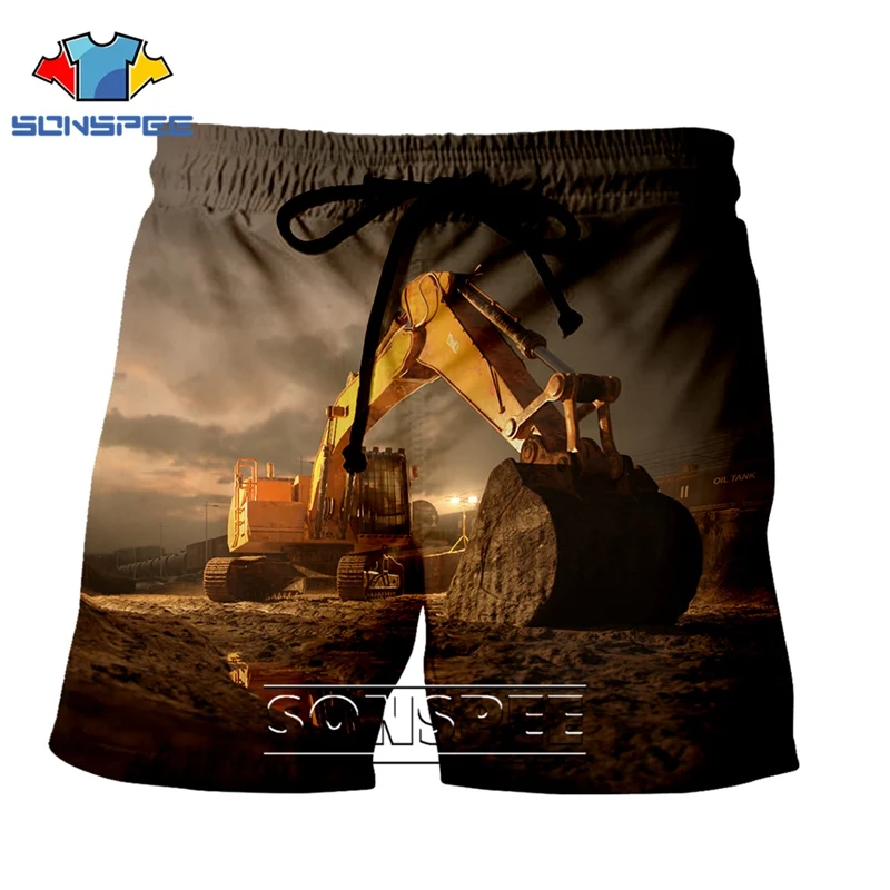 Модные панковские повседневные штаны костюм аниме экскаватор мужчины женщины дети хип-хоп рубашка спортивные Harajuku пляжные тренировочные брюки шорты в уличном стиле